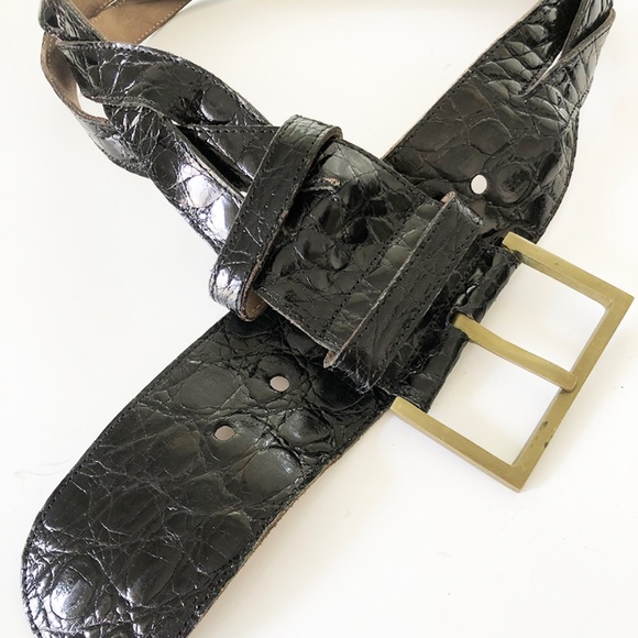 Vintage Johnny Farah women\'s belt, Crocodile  / L main image 6